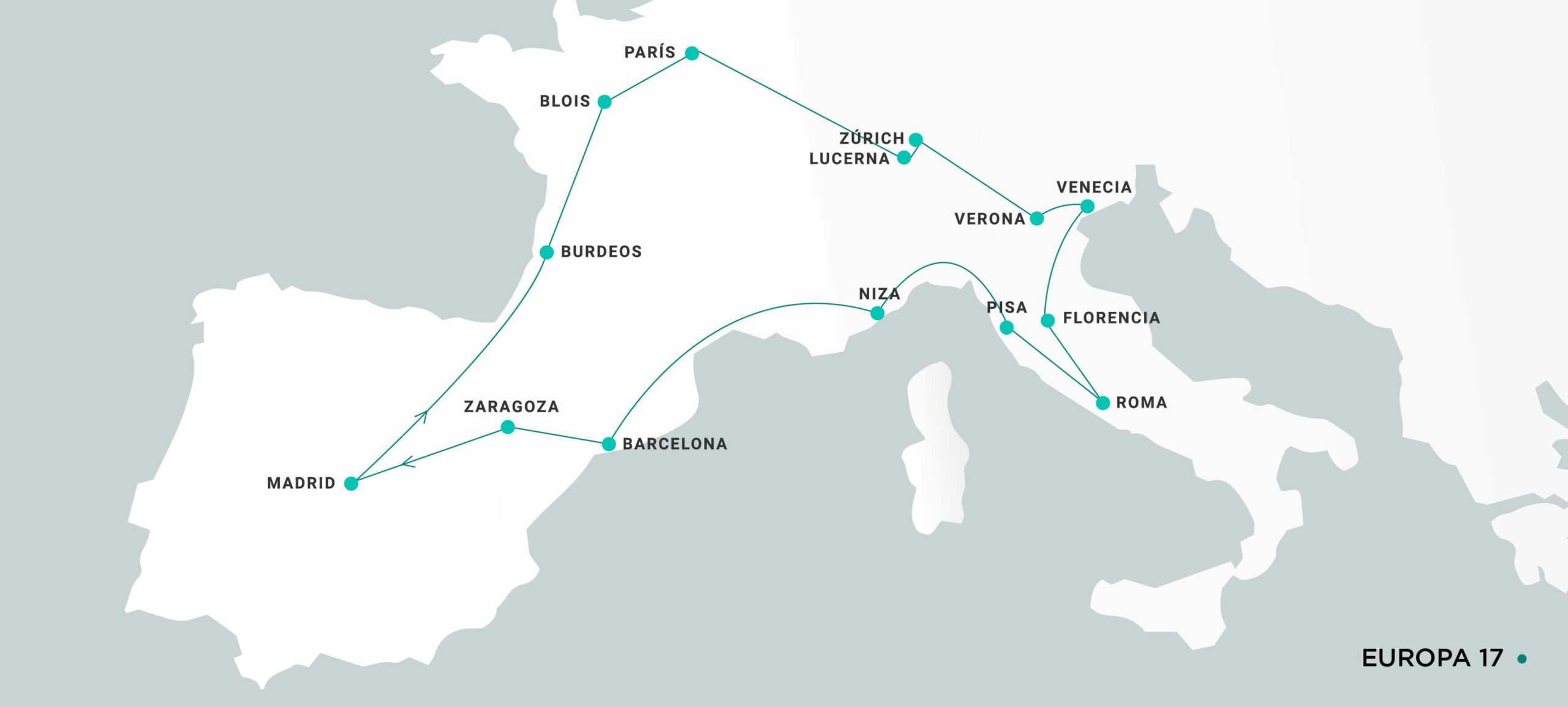 Mapa del itinerario Europa 17